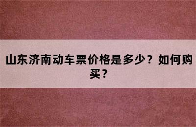 山东济南动车票价格是多少？如何购买？