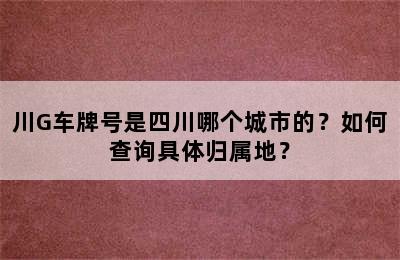 川G车牌号是四川哪个城市的？如何查询具体归属地？