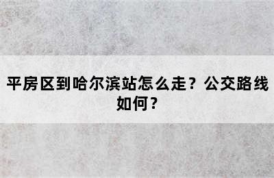 平房区到哈尔滨站怎么走？公交路线如何？