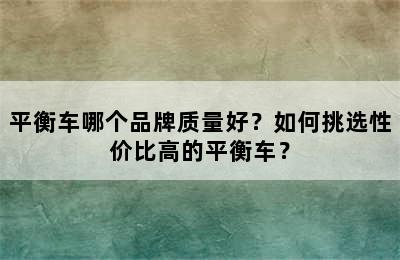 平衡车哪个品牌质量好？如何挑选性价比高的平衡车？