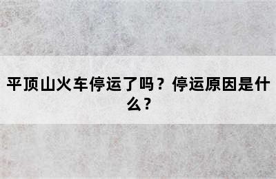 平顶山火车停运了吗？停运原因是什么？