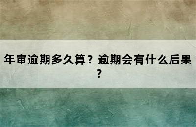 年审逾期多久算？逾期会有什么后果？