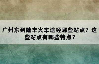 广州东到陆丰火车途经哪些站点？这些站点有哪些特点？