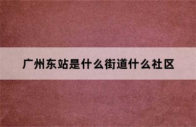 广州东站是什么街道什么社区