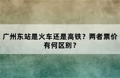 广州东站是火车还是高铁？两者票价有何区别？