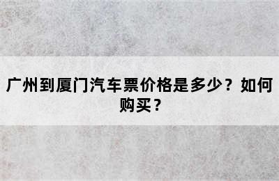 广州到厦门汽车票价格是多少？如何购买？