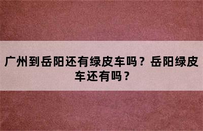 广州到岳阳还有绿皮车吗？岳阳绿皮车还有吗？