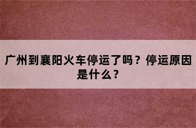 广州到襄阳火车停运了吗？停运原因是什么？