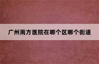 广州南方医院在哪个区哪个街道