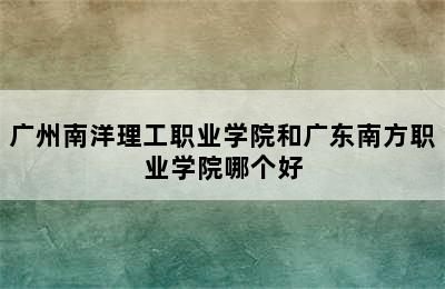 广州南洋理工职业学院和广东南方职业学院哪个好