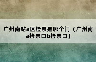 广州南站a区检票是哪个门（广州南a检票口b检票口）