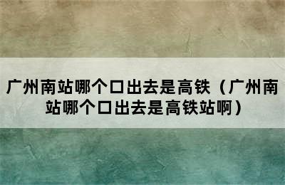 广州南站哪个口出去是高铁（广州南站哪个口出去是高铁站啊）