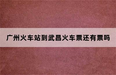 广州火车站到武昌火车票还有票吗