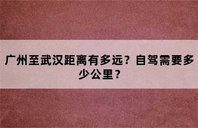 广州至武汉距离有多远？自驾需要多少公里？