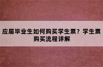 应届毕业生如何购买学生票？学生票购买流程详解