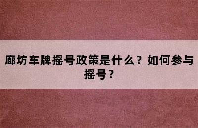 廊坊车牌摇号政策是什么？如何参与摇号？