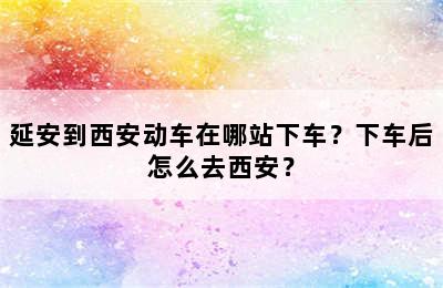 延安到西安动车在哪站下车？下车后怎么去西安？