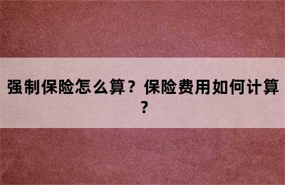 强制保险怎么算？保险费用如何计算？