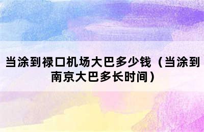 当涂到禄口机场大巴多少钱（当涂到南京大巴多长时间）