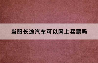 当阳长途汽车可以网上买票吗