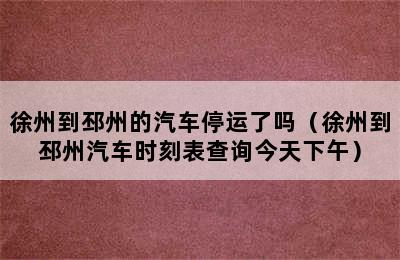 徐州到邳州的汽车停运了吗（徐州到邳州汽车时刻表查询今天下午）