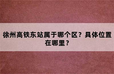 徐州高铁东站属于哪个区？具体位置在哪里？