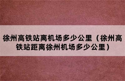 徐州高铁站离机场多少公里（徐州高铁站距离徐州机场多少公里）