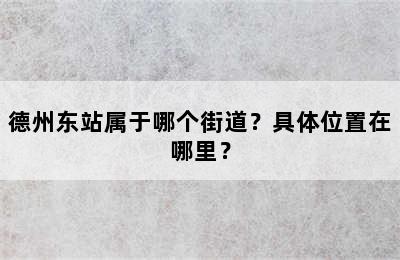 德州东站属于哪个街道？具体位置在哪里？