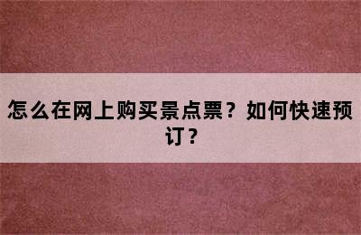 怎么在网上购买景点票？如何快速预订？