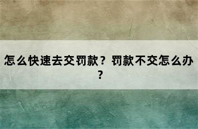 怎么快速去交罚款？罚款不交怎么办？