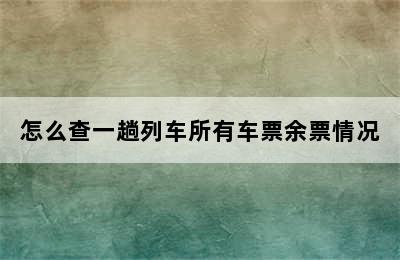 怎么查一趟列车所有车票余票情况