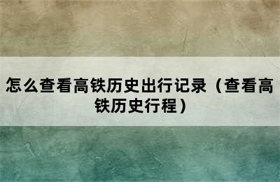 怎么查看高铁历史出行记录（查看高铁历史行程）