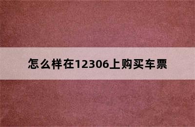 怎么样在12306上购买车票