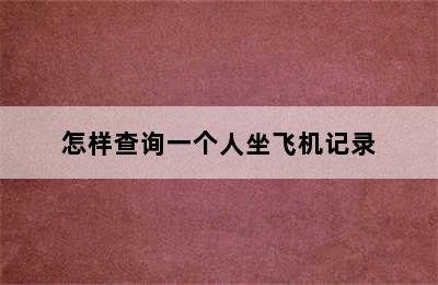 怎样查询一个人坐飞机记录