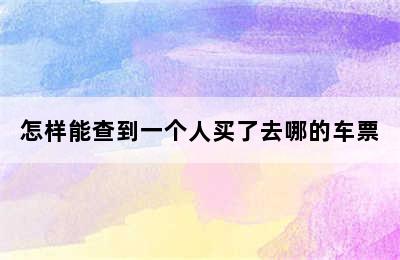 怎样能查到一个人买了去哪的车票