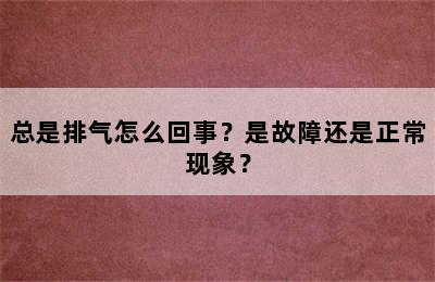 总是排气怎么回事？是故障还是正常现象？