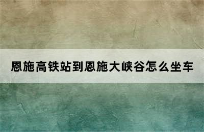 恩施高铁站到恩施大峡谷怎么坐车