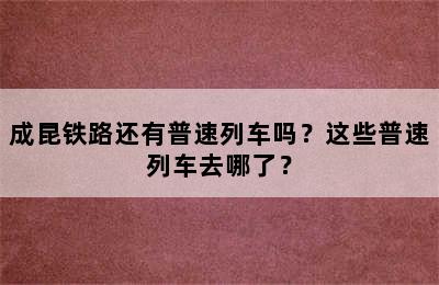 成昆铁路还有普速列车吗？这些普速列车去哪了？