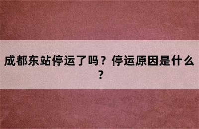 成都东站停运了吗？停运原因是什么？