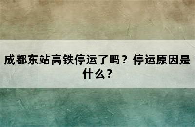 成都东站高铁停运了吗？停运原因是什么？