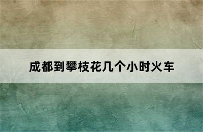 成都到攀枝花几个小时火车