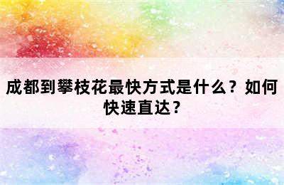 成都到攀枝花最快方式是什么？如何快速直达？