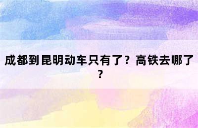 成都到昆明动车只有了？高铁去哪了？