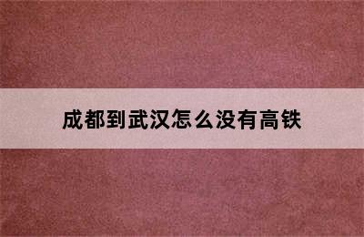 成都到武汉怎么没有高铁