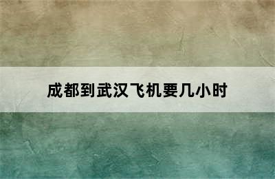 成都到武汉飞机要几小时