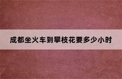 成都坐火车到攀枝花要多少小时