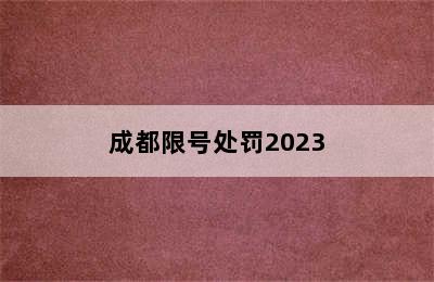 成都限号处罚2023