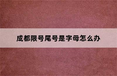 成都限号尾号是字母怎么办