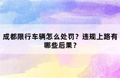 成都限行车辆怎么处罚？违规上路有哪些后果？