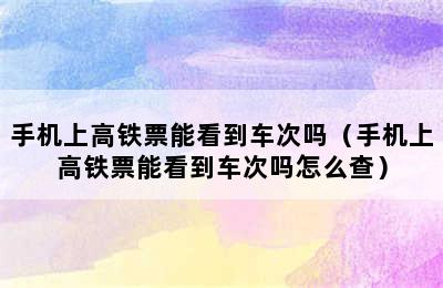 手机上高铁票能看到车次吗（手机上高铁票能看到车次吗怎么查）